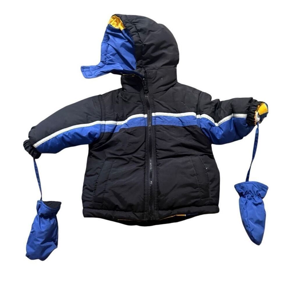 JCPenney vintage boys reversible jacket with mittens size 12 months